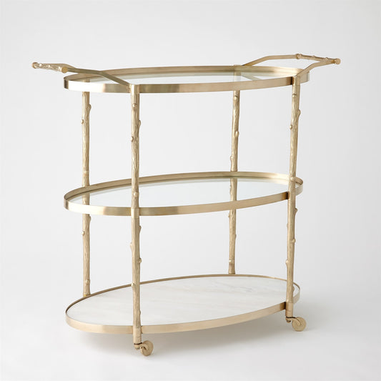 Arbor 43" x 20" Oval Bar Cart - Brass