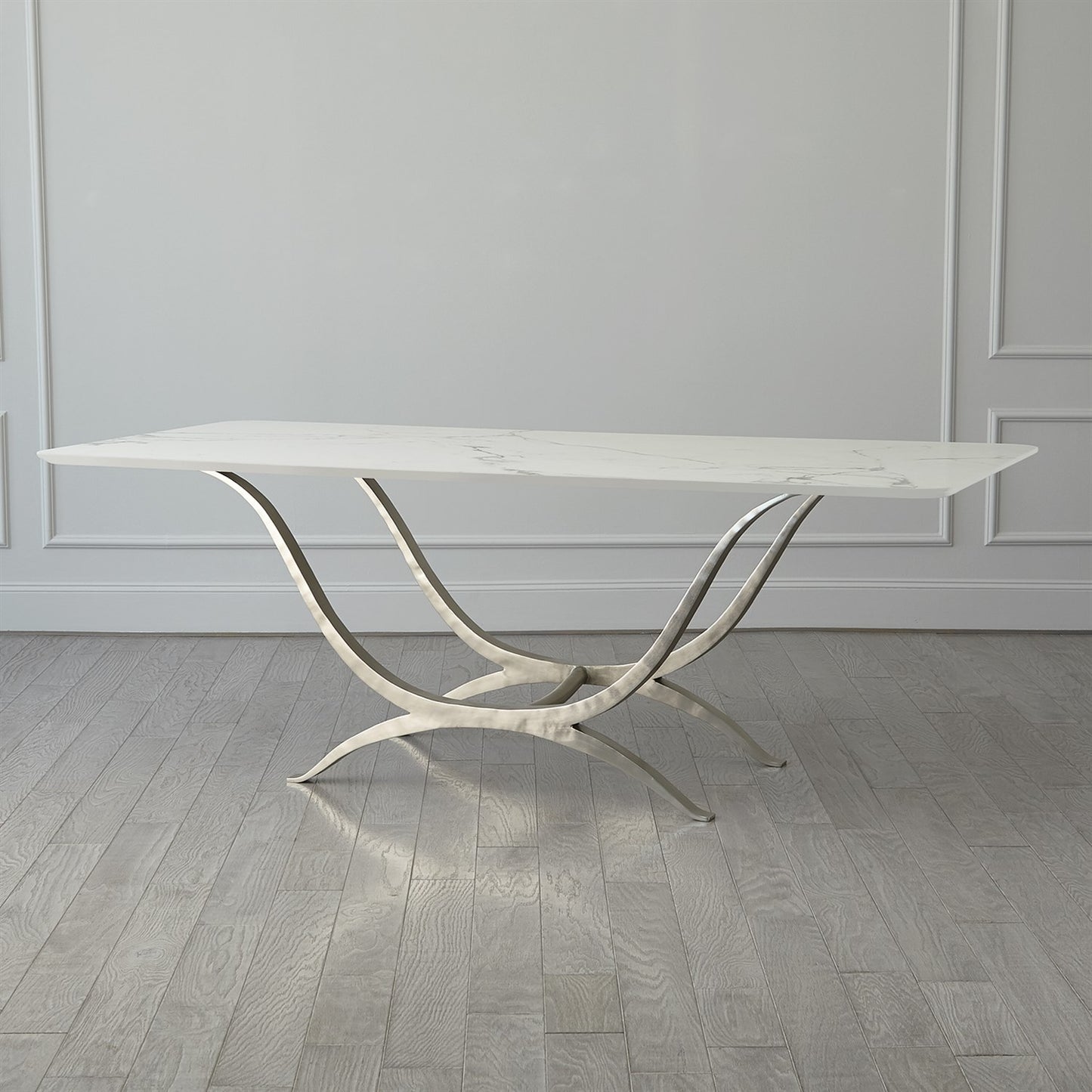 Chorda Dining Table-Nickel-Rectangle
