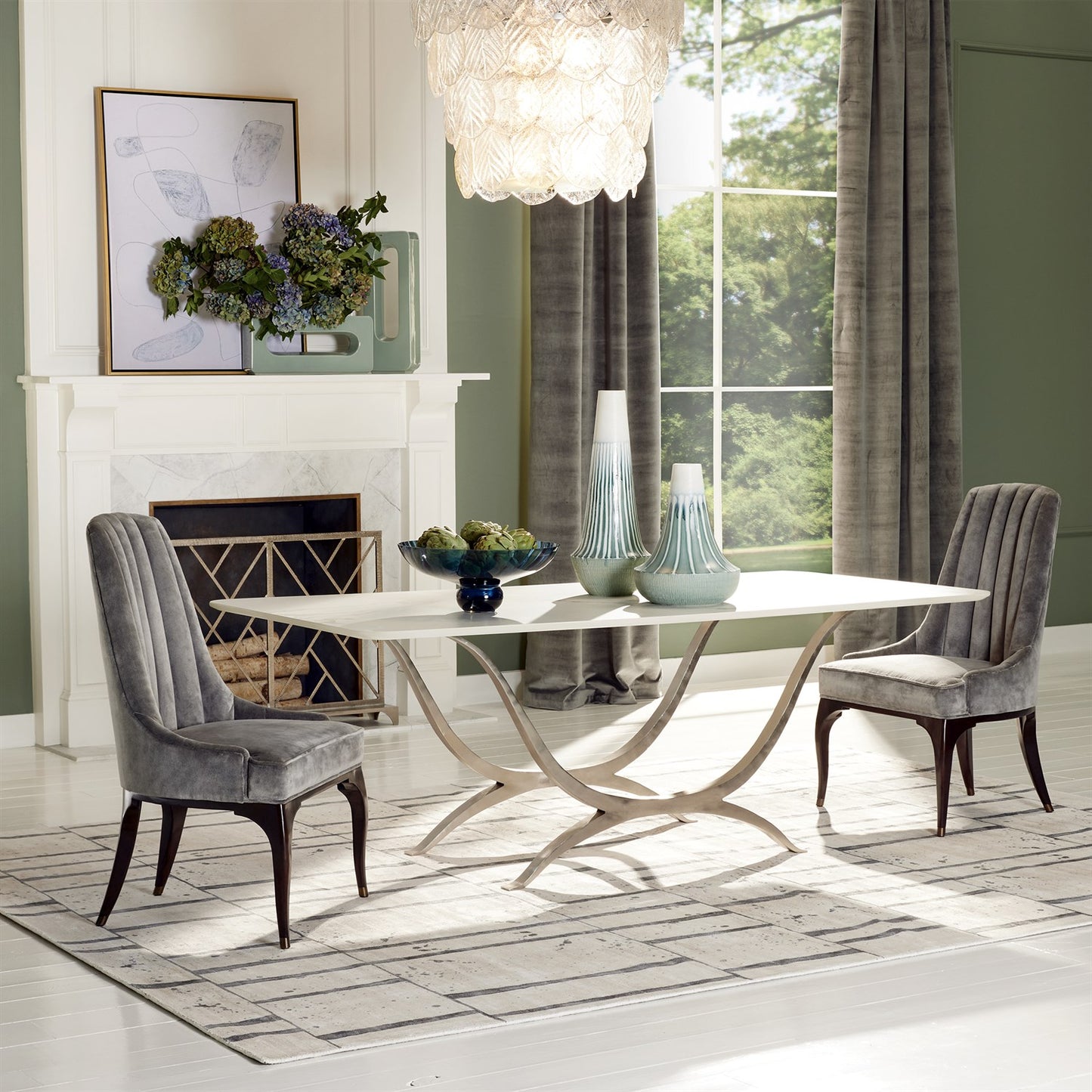 Chorda Dining Table-Nickel-Rectangle