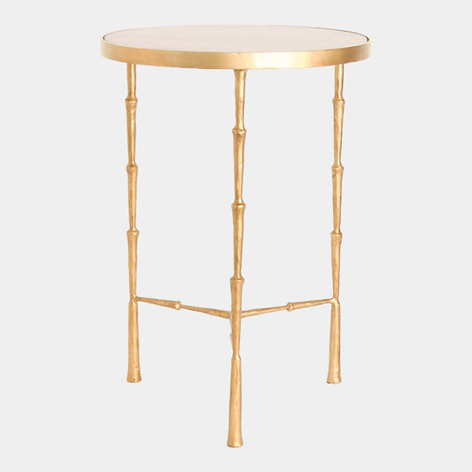 Spike Accent Table-Antique Brass w/White Marble