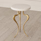 Silhouette Accent Table-Antique Gold w/White Honed Marble Top