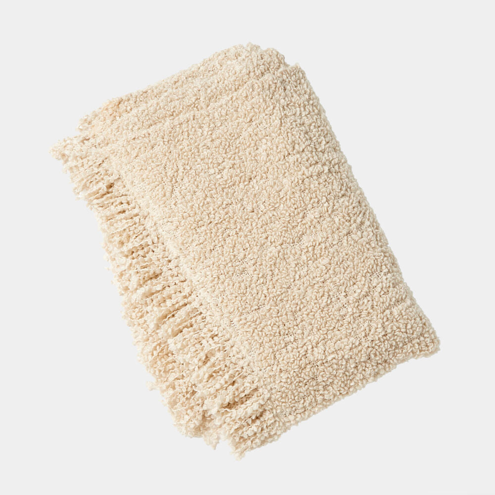 Stetson Textured Boucle Throw-Natural