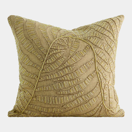 Areca Palm Leaf Pillow-Beaded Khaki