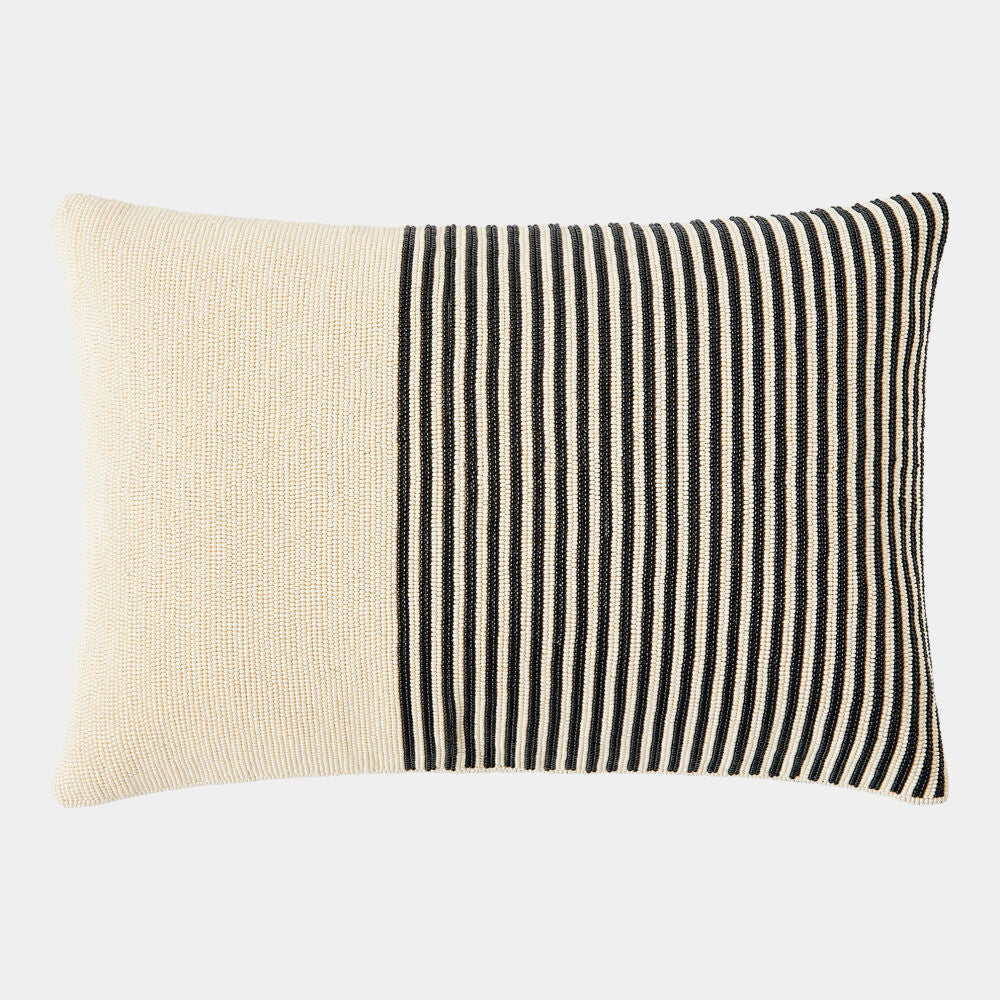 Striped Beaded Lumbar Pillow