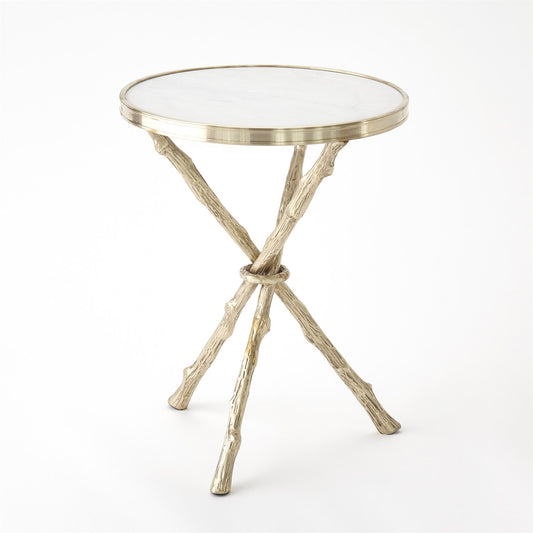 Twig Table - Brass & White Marble