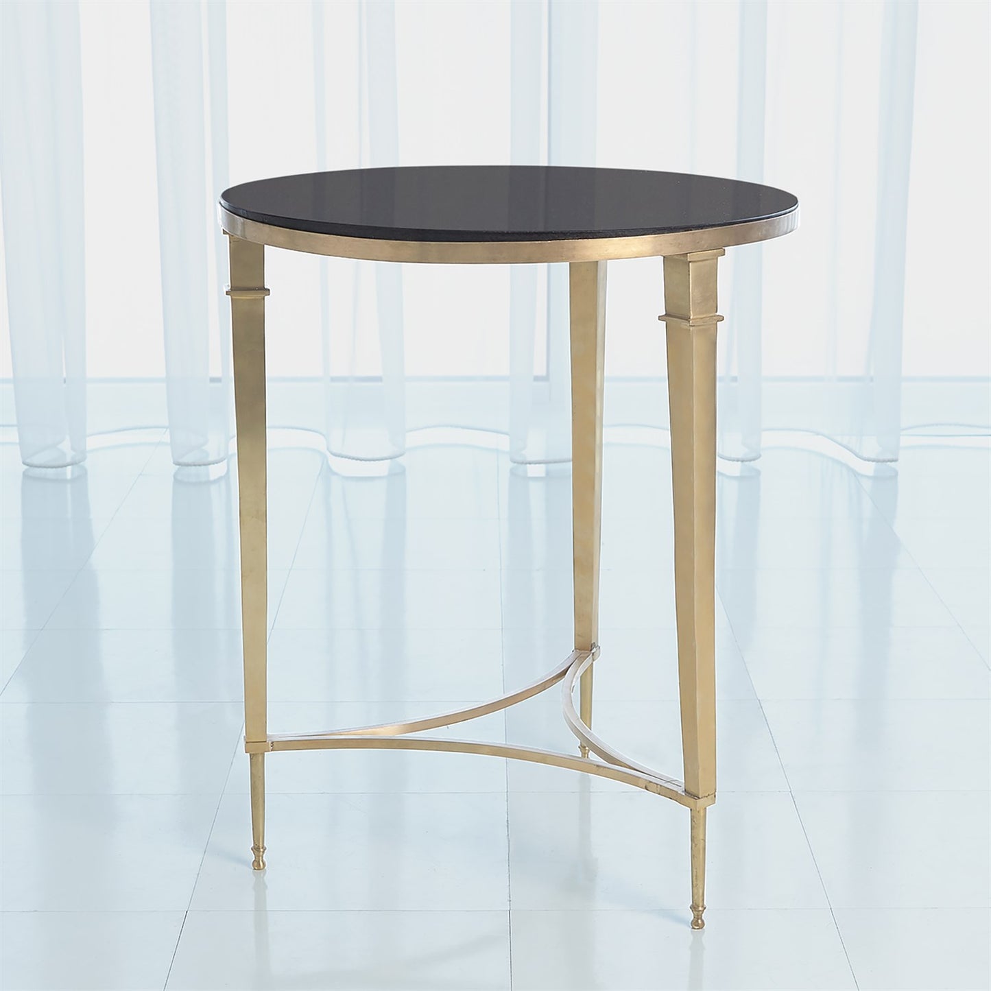French Square Leg 22"Dia Table - Brass