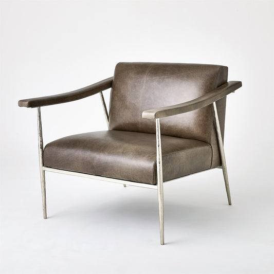 L Brooks Leather Chair-Nickel