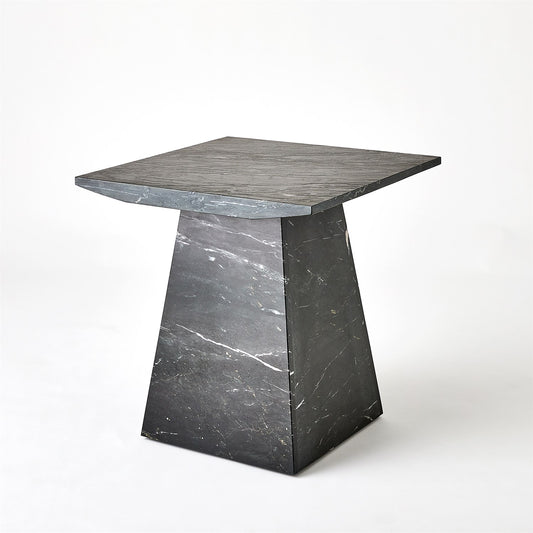 Aero Side Table - Black Leathered Marble