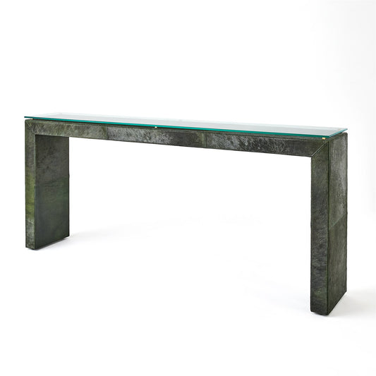 Posh Console - Hair-On-Hide Green