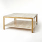 Kraft Cocktail Table - Light Bronze w/Travertine