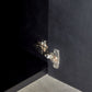 Horn Inlay Bedside Table-Black/Antique Brass