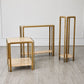 Kraft Console - Light Bronze w/Travertine
