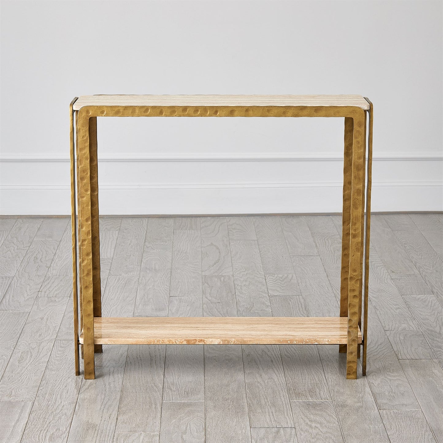 Kraft Console - Light Bronze w/Travertine