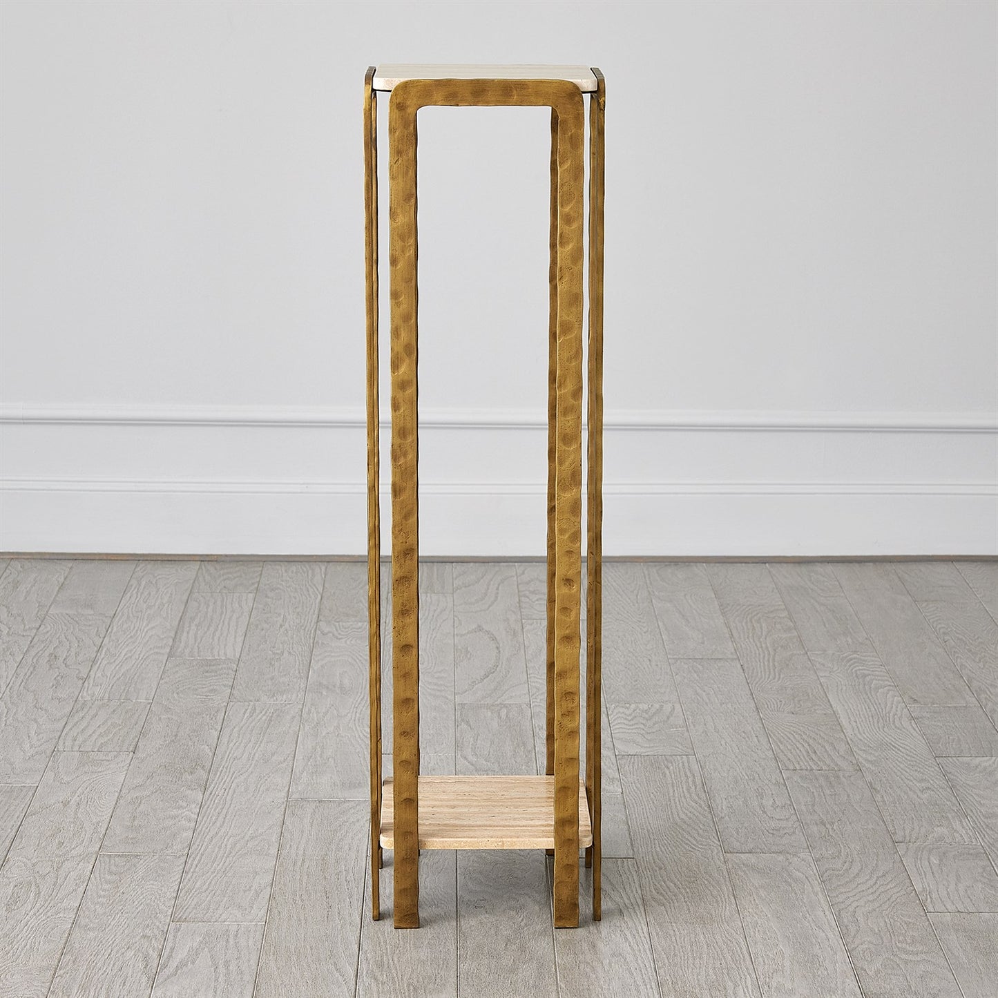 Kraft Pedestal - Light Bronze w/Travertine