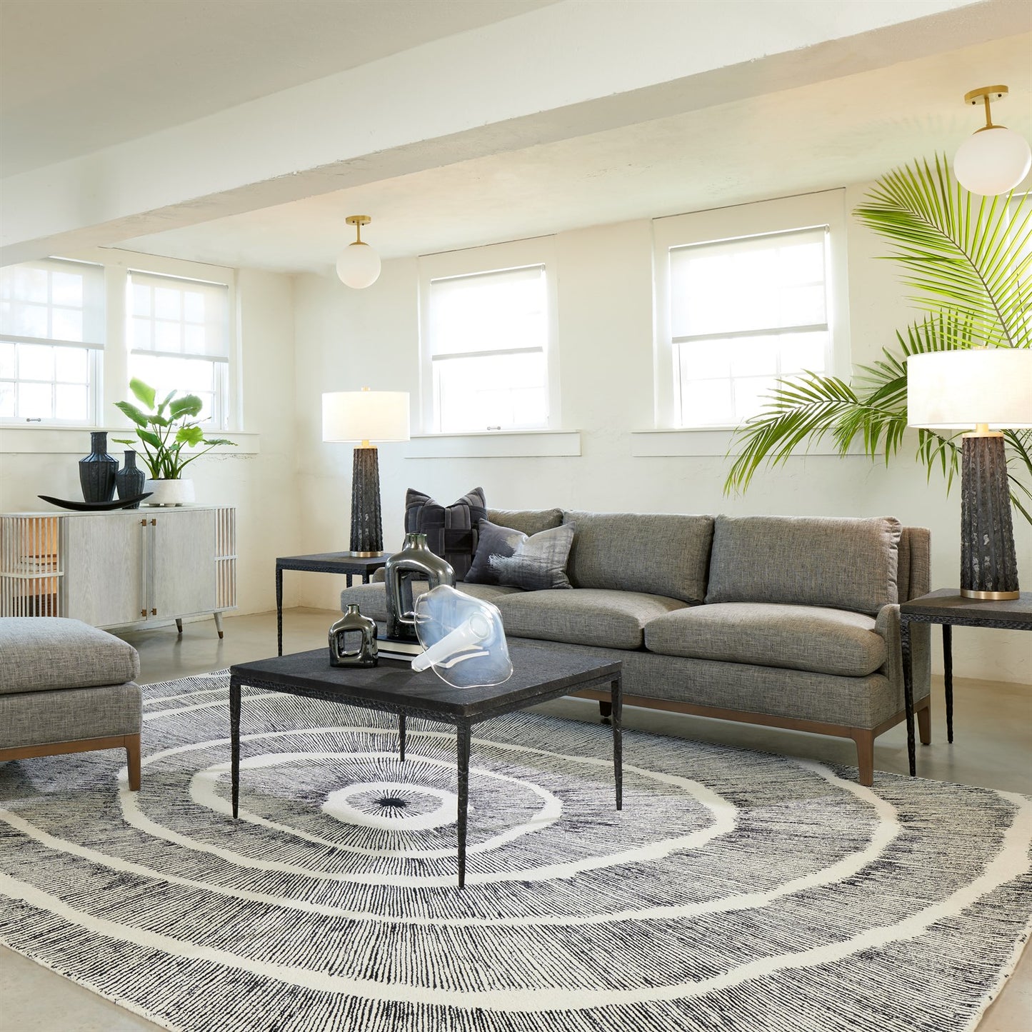 Forrester Side Table - Blackened/ Flamed Marble - Grats Decor Interior Design & Build Inc.