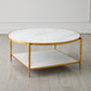 Circle/ Square Cocktail Table - Gold w/ White Marble