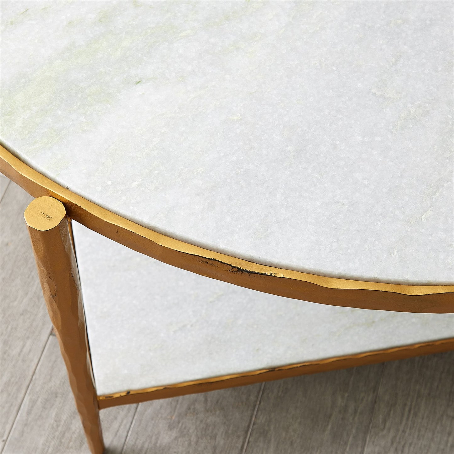 Circle/ Square Cocktail Table - Gold w/ White Marble