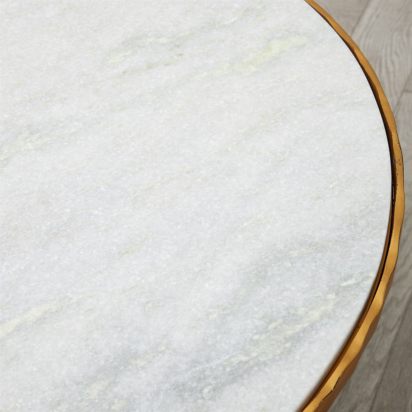 Circle/ Square Cocktail Table - Gold w/ White Marble