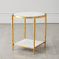 Circle/ Square Side Table - Gold w/White Marble