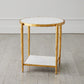 Circle/ Square Side Table - Gold w/White Marble
