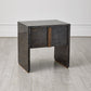 Horn Inlay Bedside Table-Black/Antique Brass