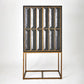 Horn Inlay Bar Cabinet - Black/Antique Brass