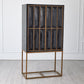 Horn Inlay Bar Cabinet - Black/Antique Brass