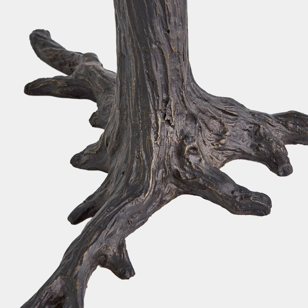 Faux Bois 17"Dia Side Table - Black