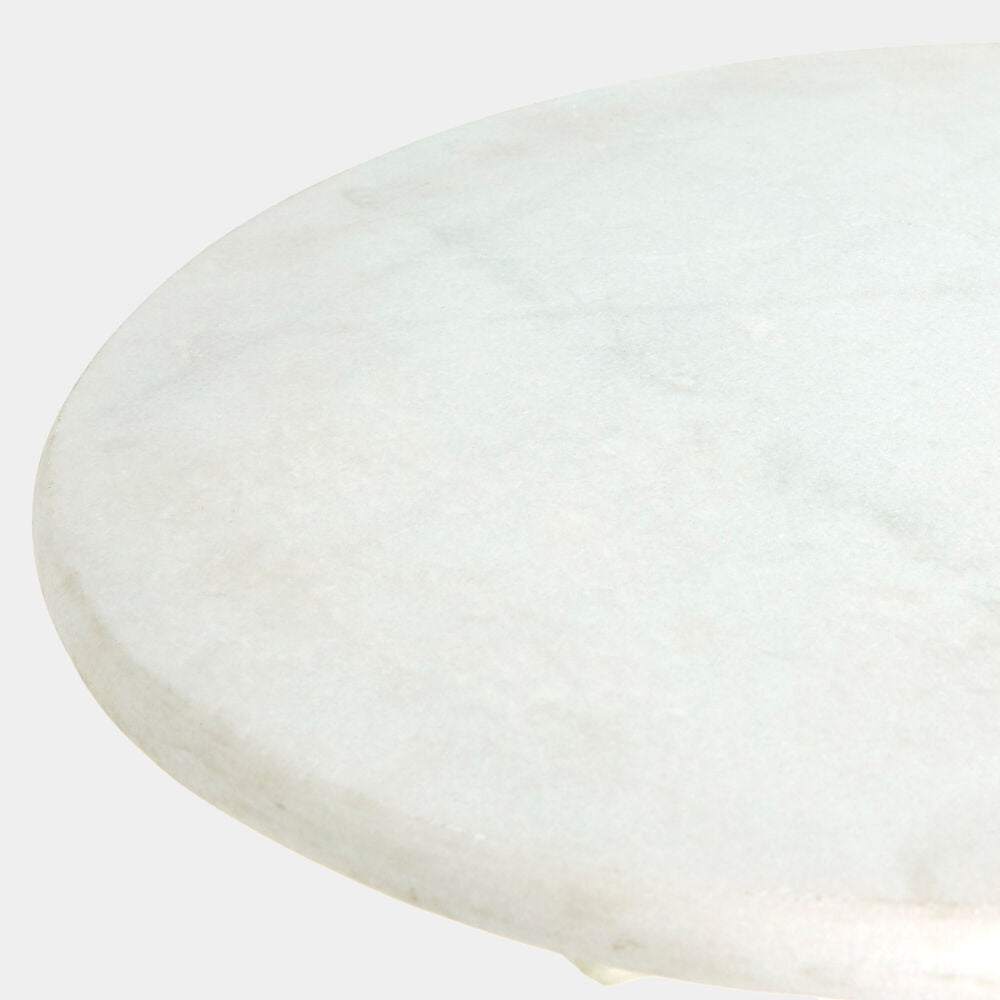 Faux Bois 17"Dia Side Table - White