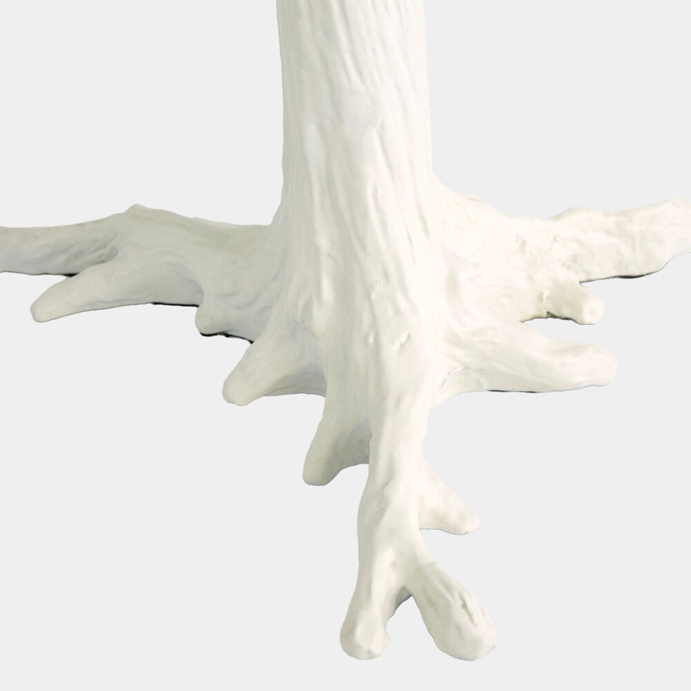 Faux Bois 17"Dia Side Table - White