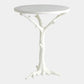 Faux Bois 17"Dia Side Table - White