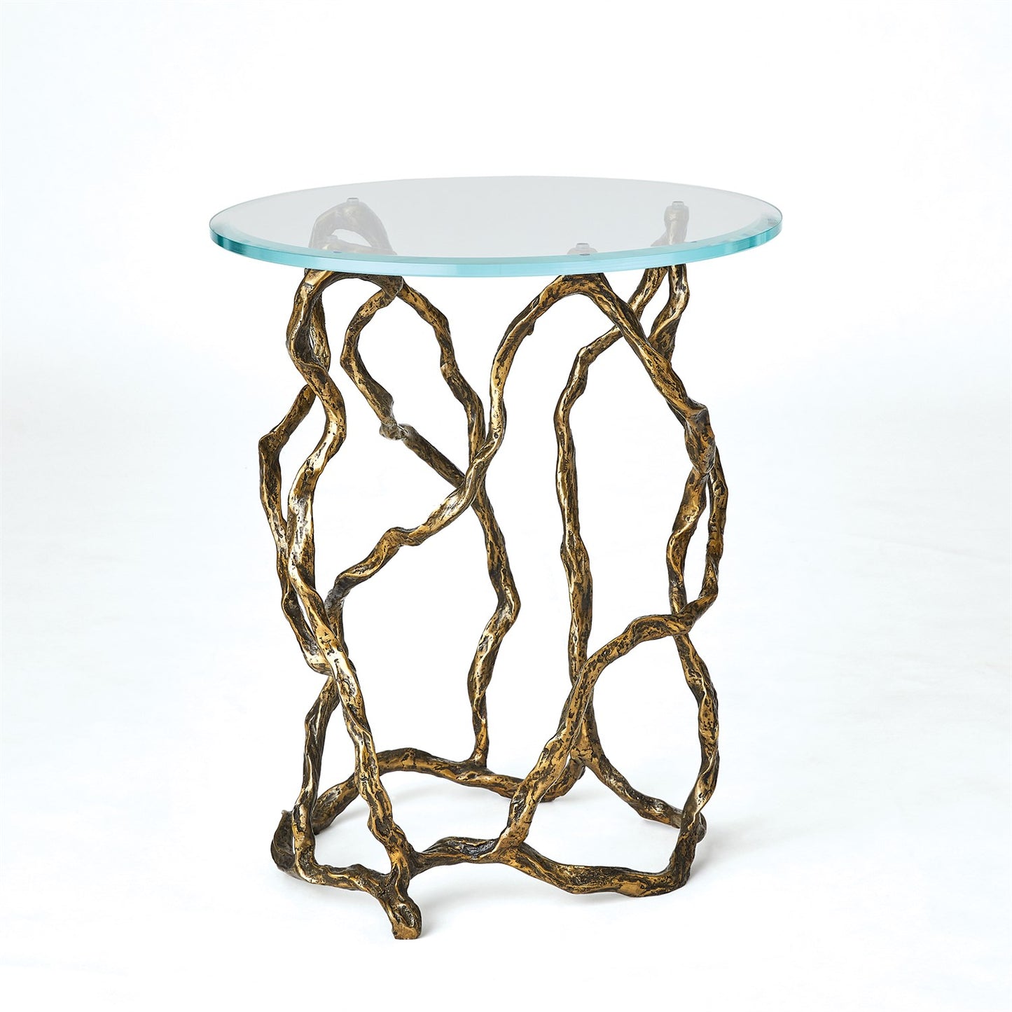 Twistwood Accent Table - Antique Brass
