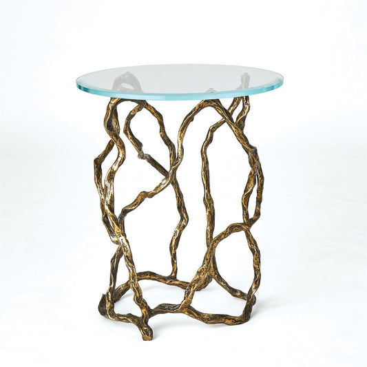Twistwood Accent Table - Antique Brass
