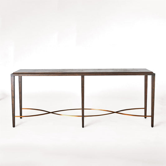 Twisted Rail Console - Okume/ Brass