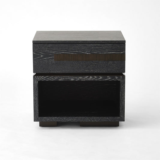 Brazil Bedside Chest - Black Cerused Oak - Right