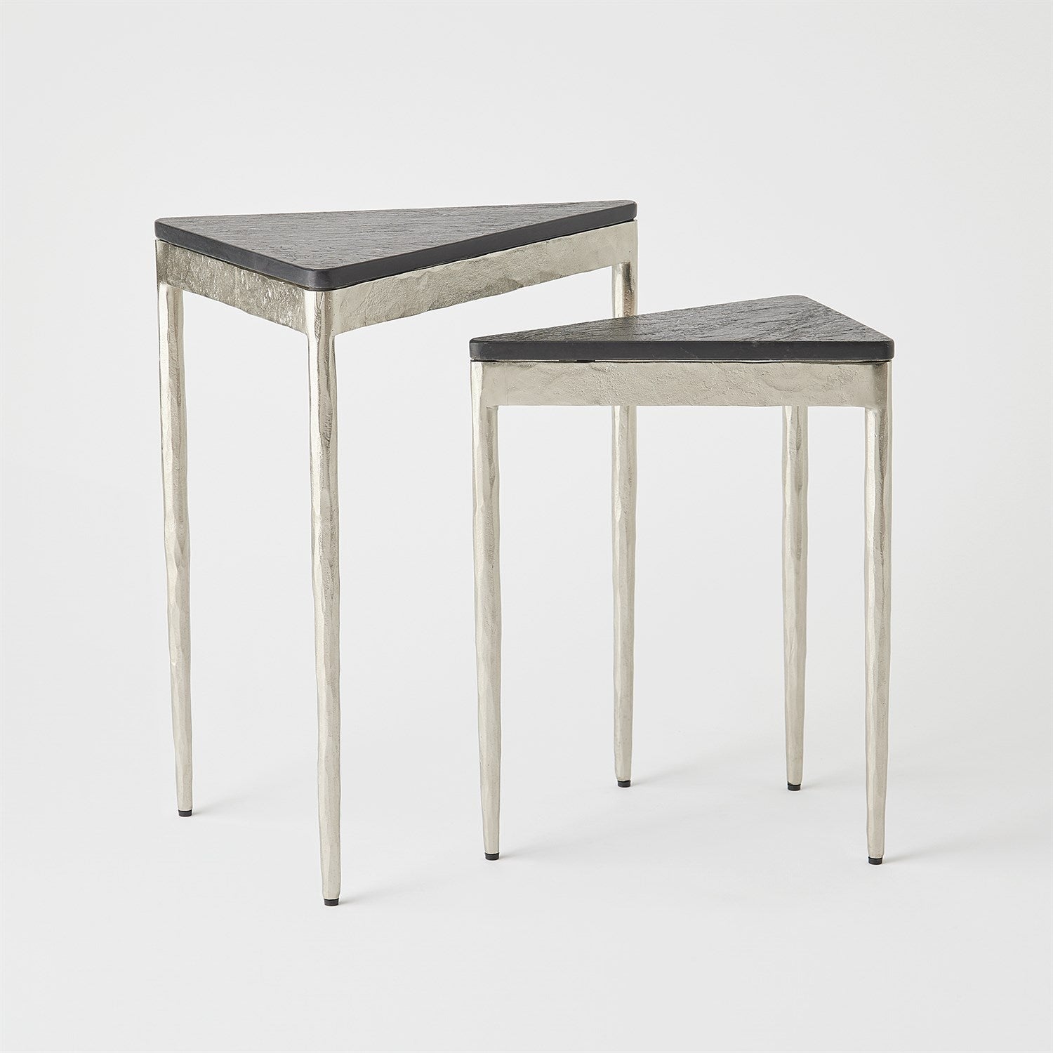 S/2 Triangular Nesting Tables - Nickel - Grats Decor Interior Design & Build Inc.