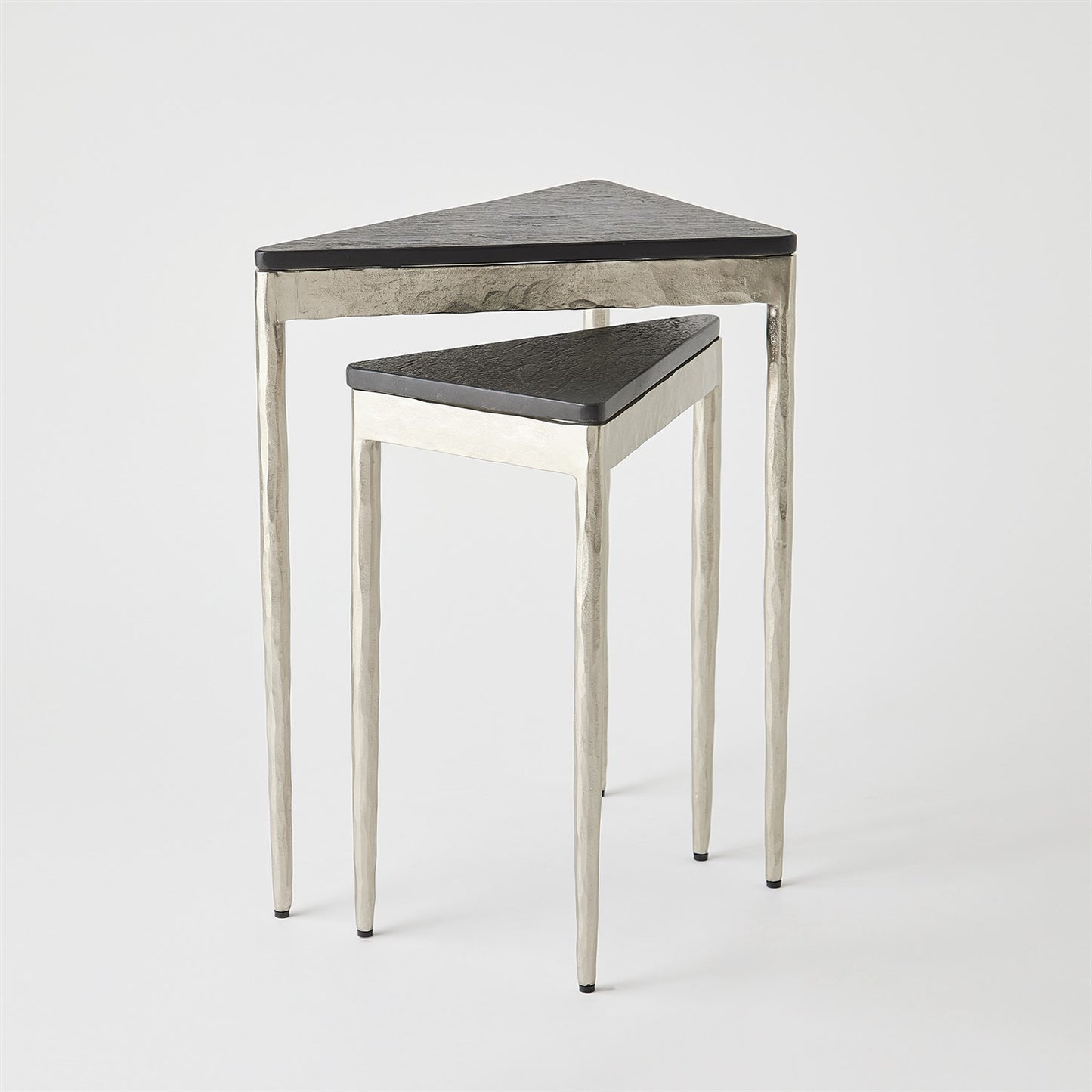 S/2 Triangular Nesting Tables - Nickel - Grats Decor Interior Design & Build Inc.