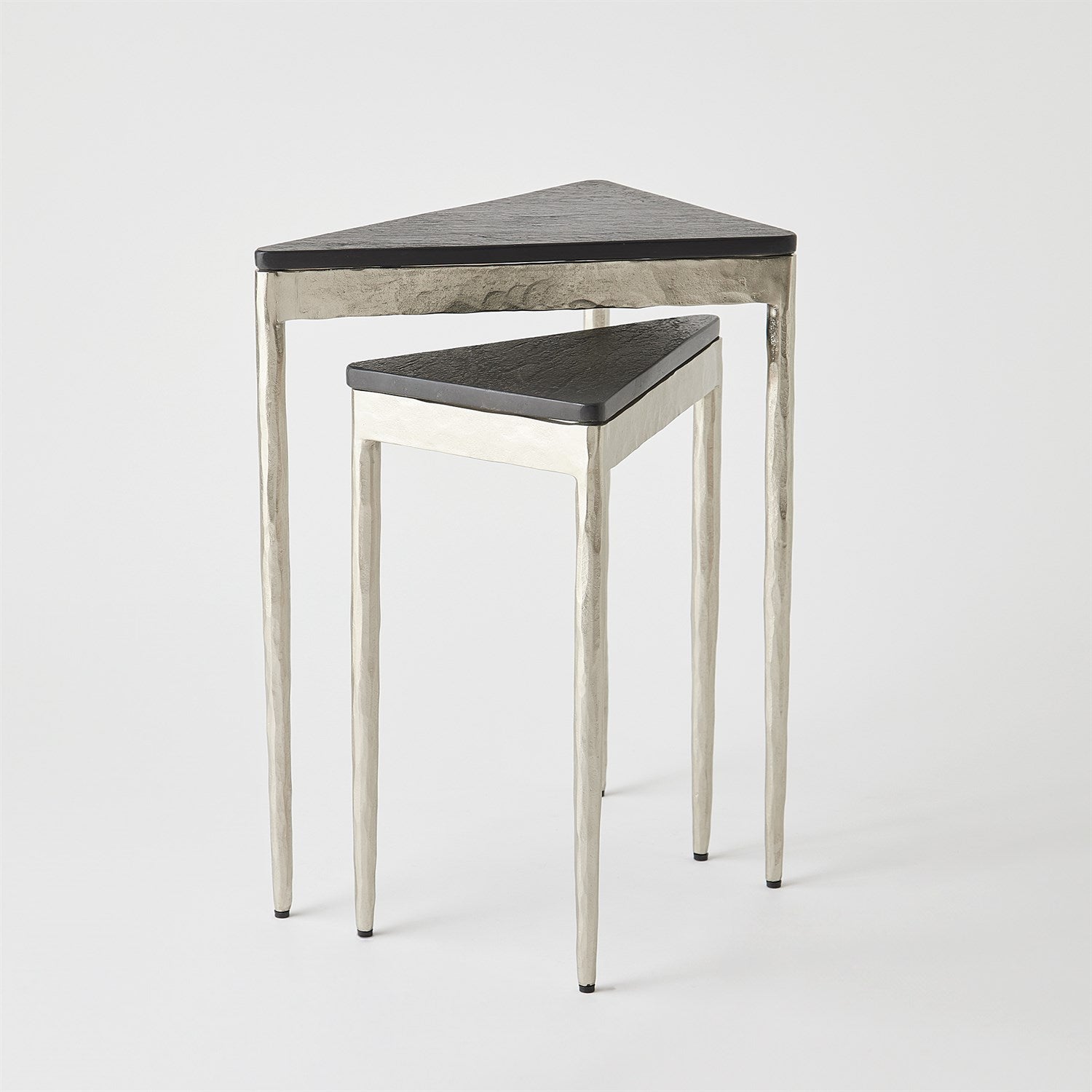S/2 Triangular Nesting Tables - Nickel - Grats Decor Interior Design & Build Inc.