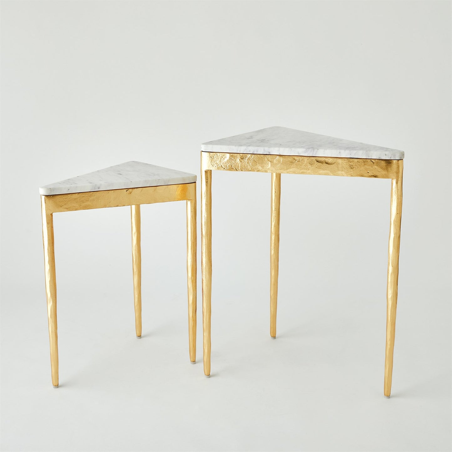S/2 Triangular Nesting Tables - Gold Leaf - Grats Decor Interior Design & Build Inc.