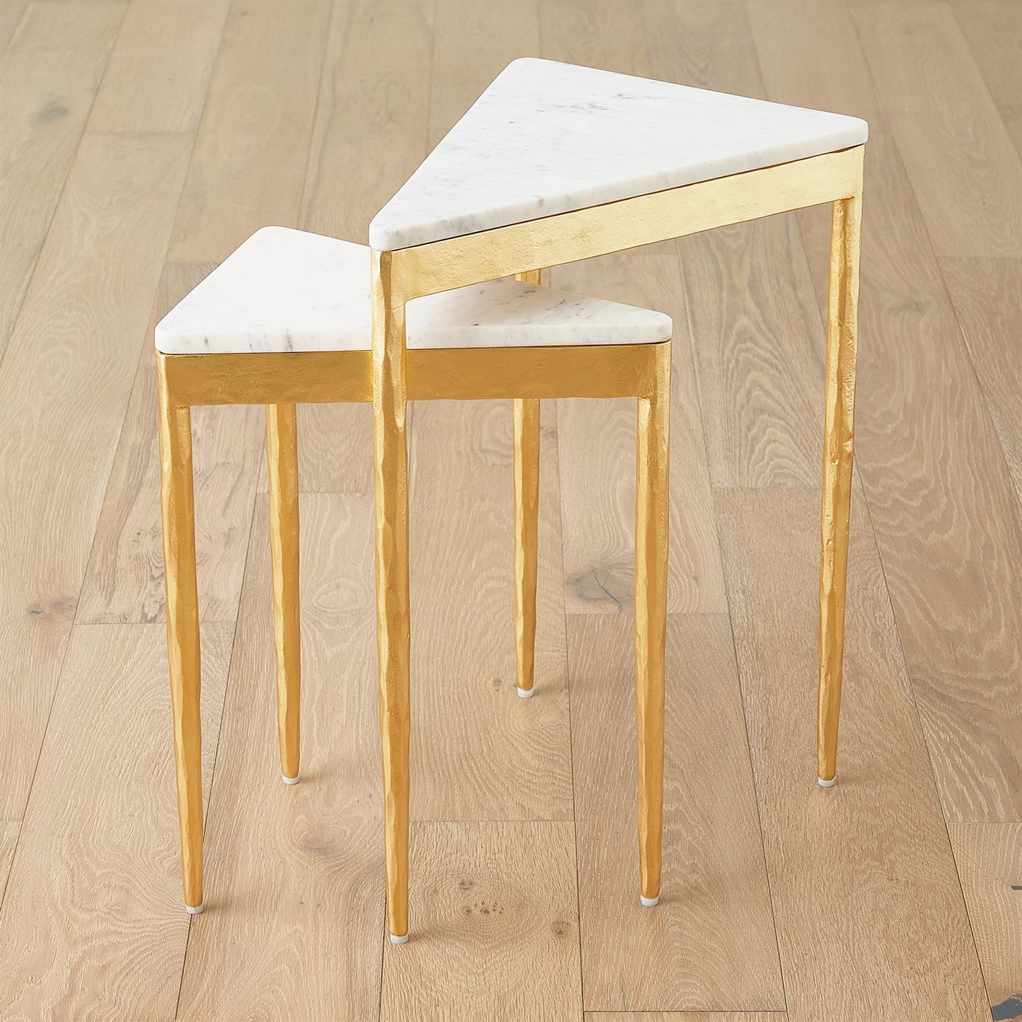 S/2 Triangular Nesting Tables - Gold Leaf - Grats Decor Interior Design & Build Inc.