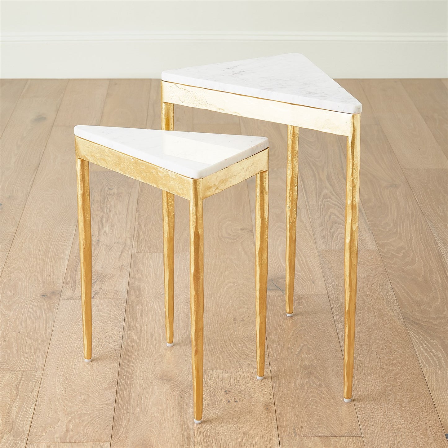S/2 Triangular Nesting Tables - Gold Leaf - Grats Decor Interior Design & Build Inc.
