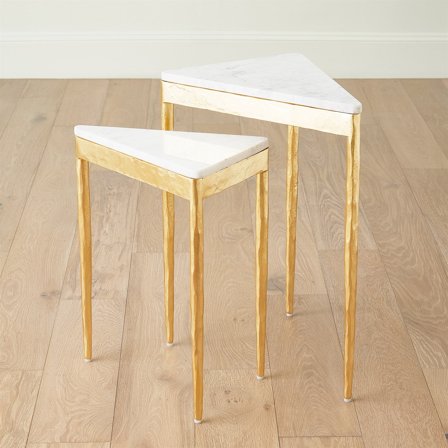 S/2 Triangular Nesting Tables - Gold Leaf - Grats Decor Interior Design & Build Inc.
