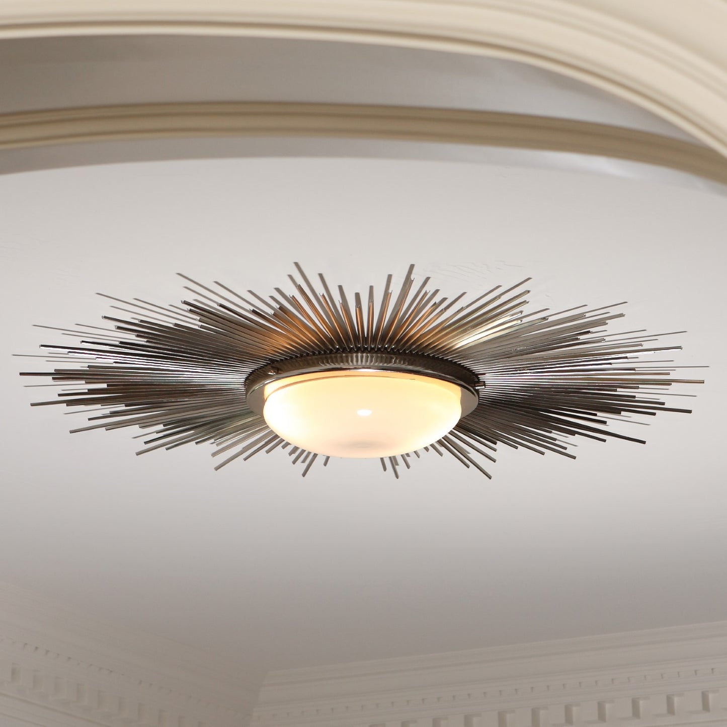 Sunburst Light Fixture - Nickel - Grats Decor Interior Design & Build Inc.