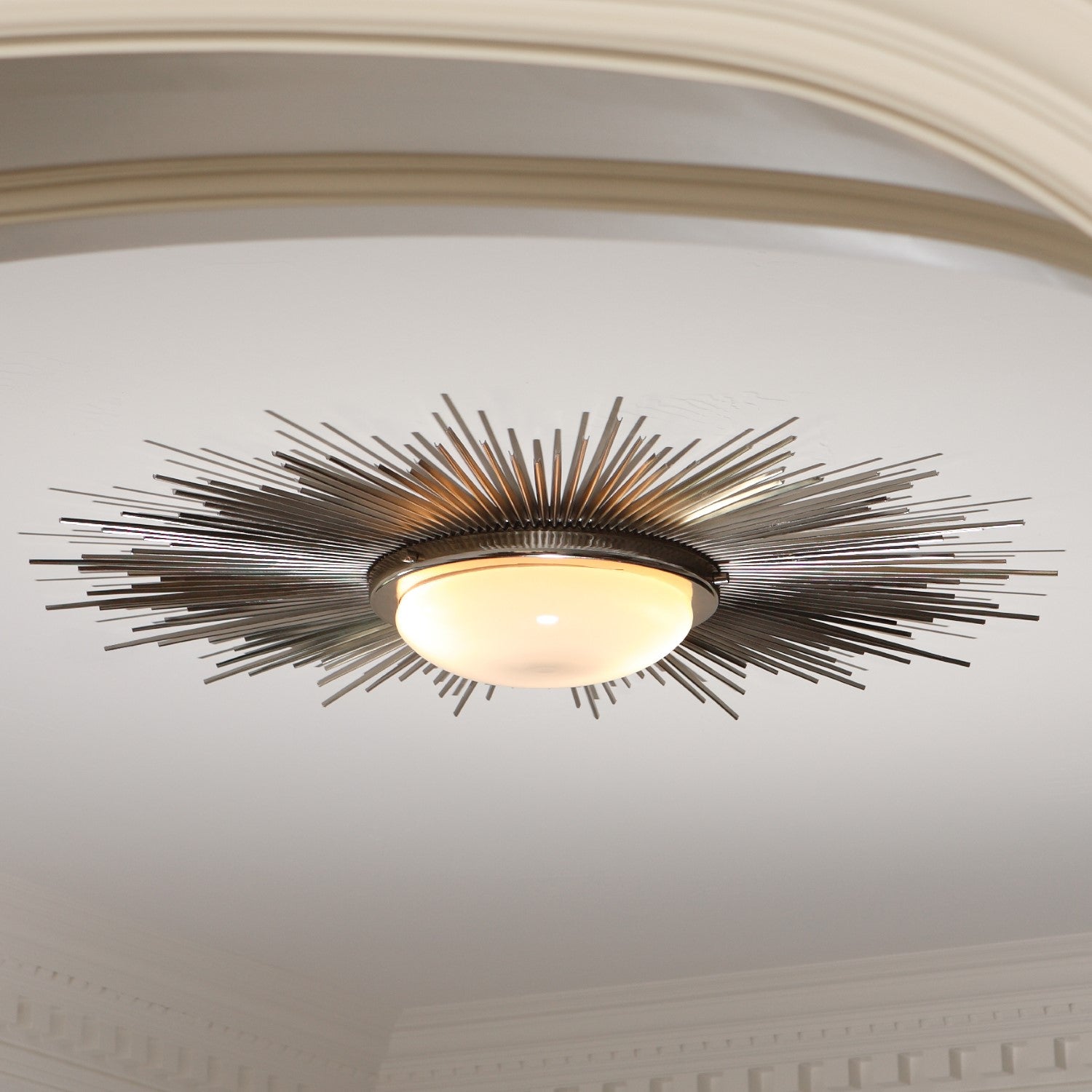 Sunburst Light Fixture - Nickel - Grats Decor Interior Design & Build Inc.
