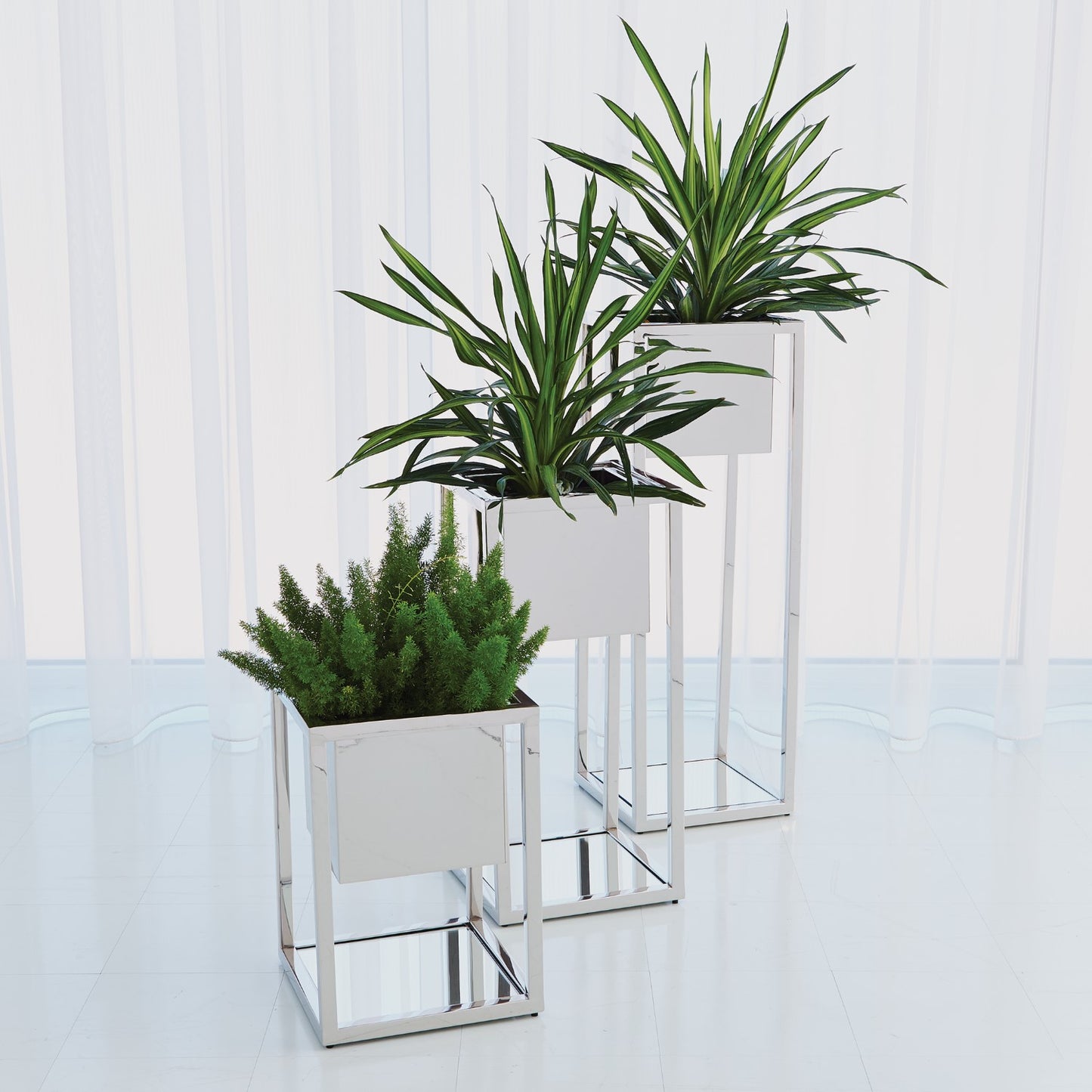 Escher Side Table / Planter - Nickel