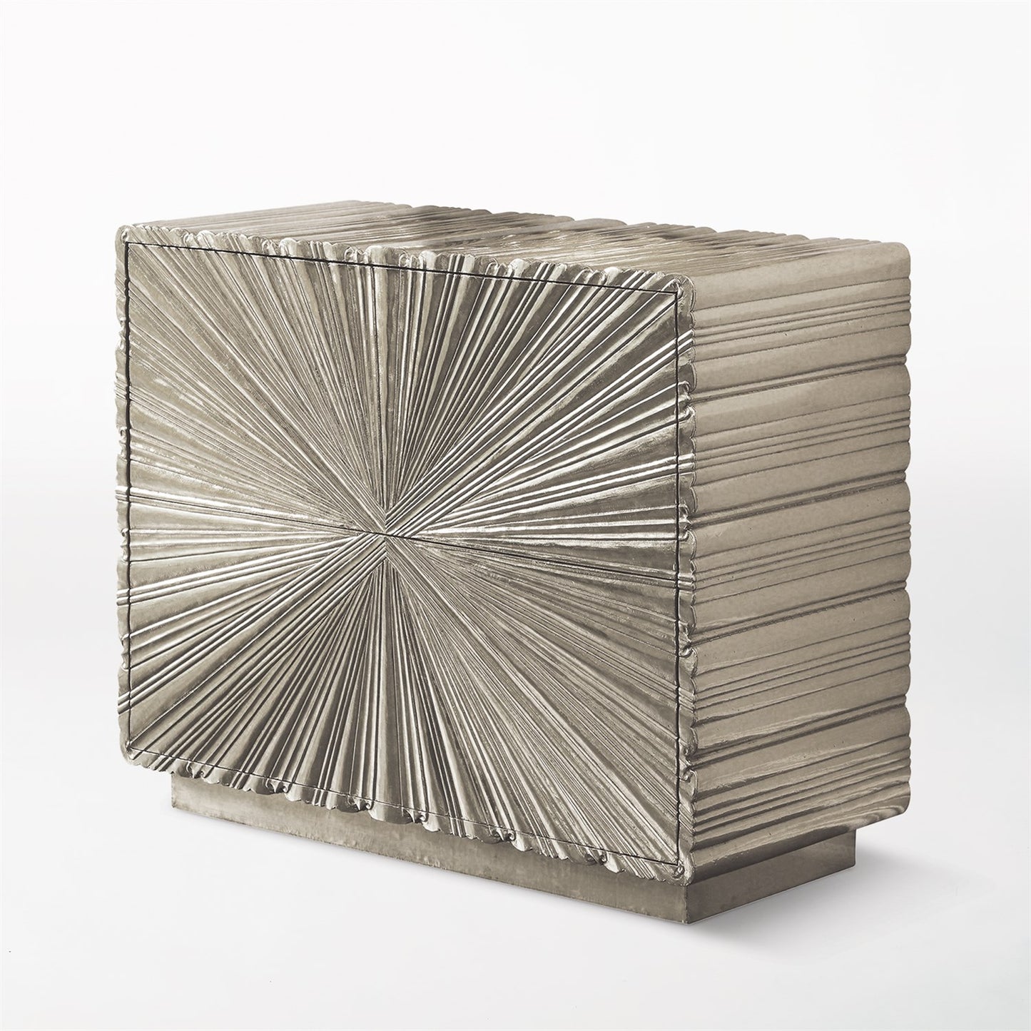 Linen Fold 2 Drawer Chest - Silver
