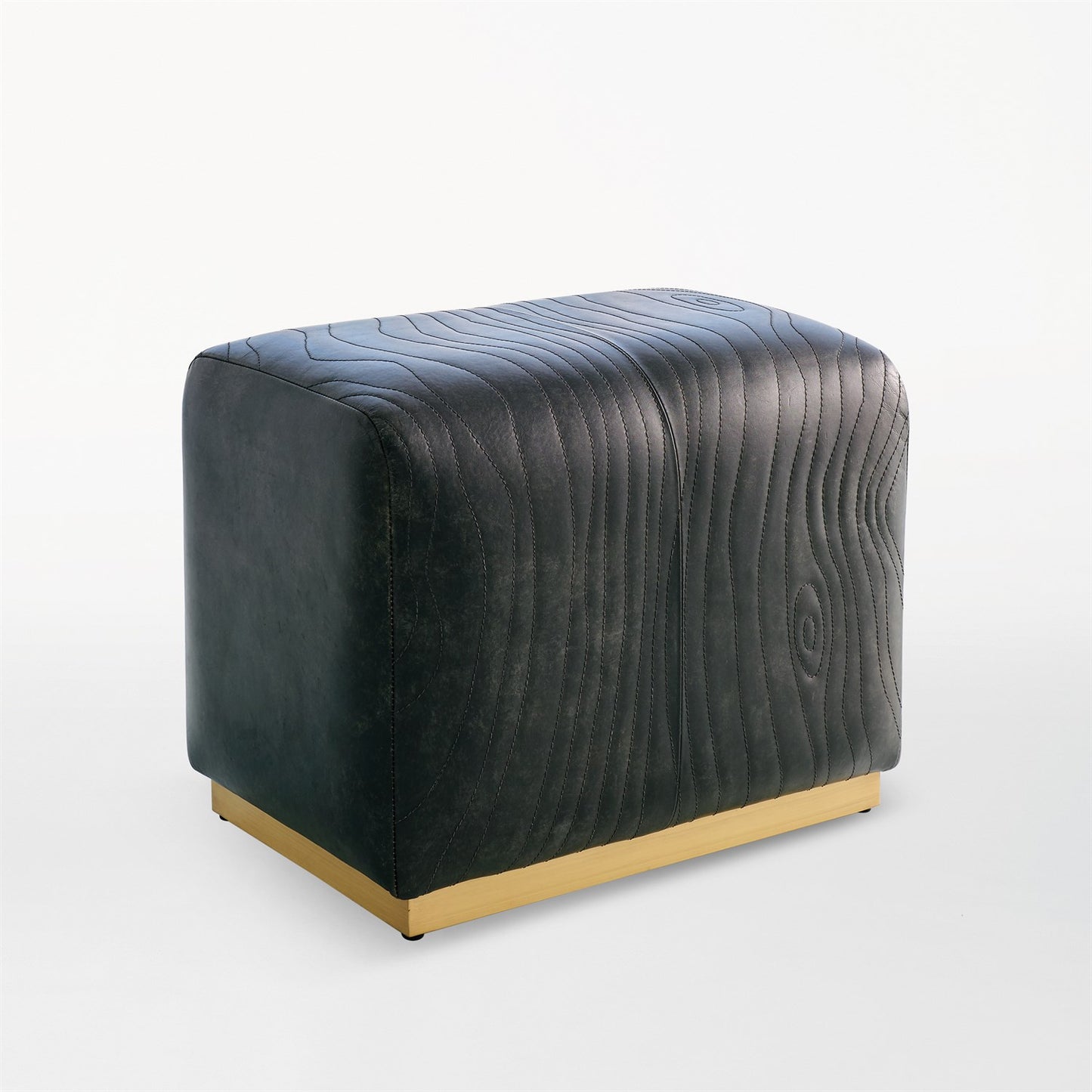 Forest Ottoman - Charcoal Leather