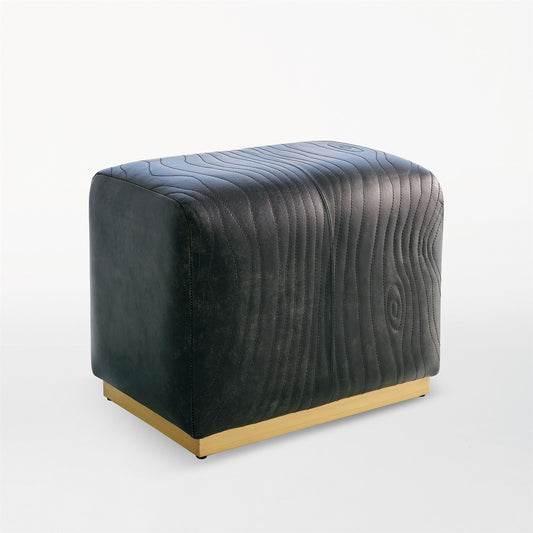 Forest Ottoman - Charcoal Leather