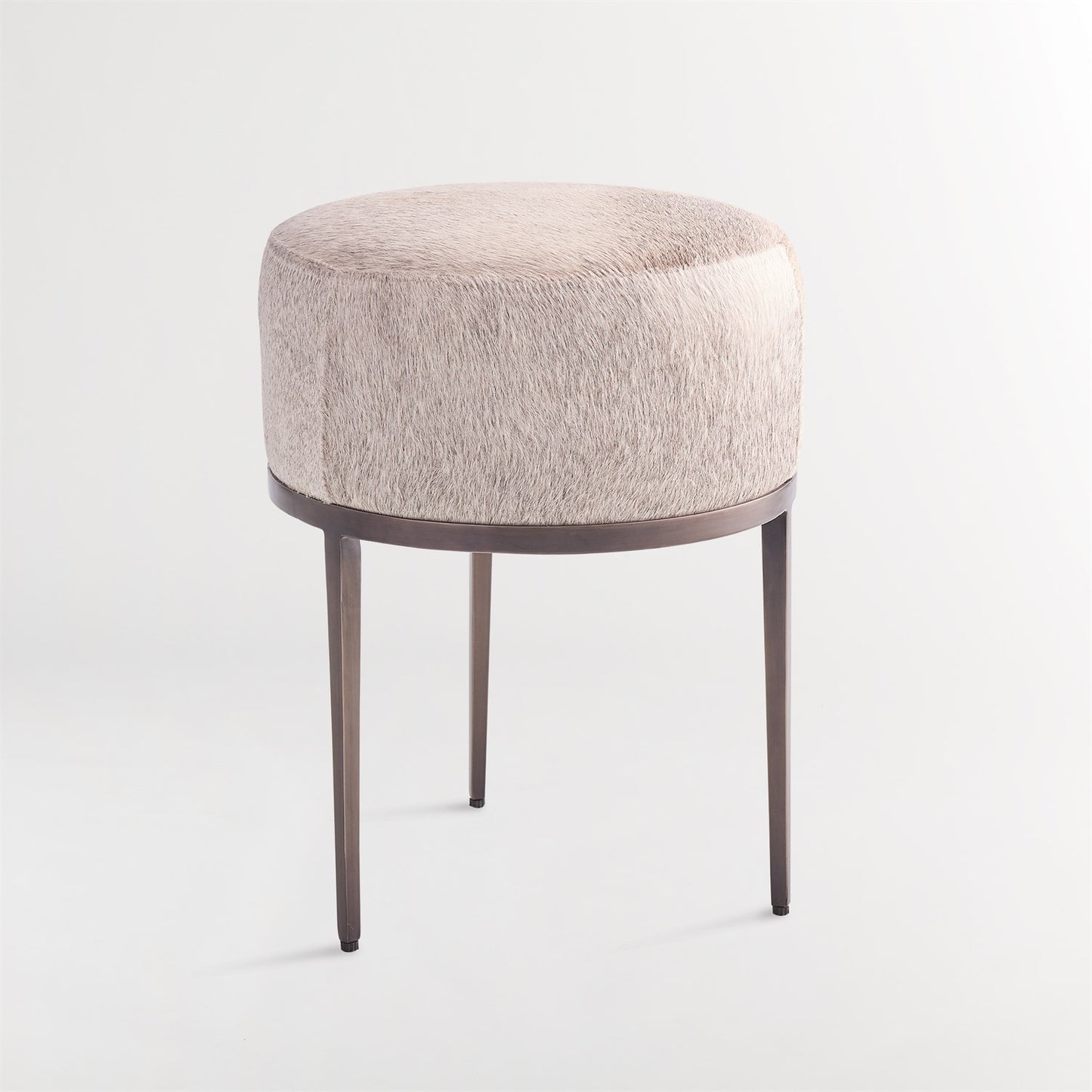 Urban Stool - Hair on Hide - Grey/ Antique Gunmetal - Grats Decor Interior Design & Build Inc.
