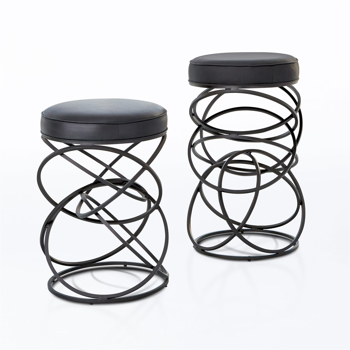 Ring Counter Stool - Black Leather - Grats Decor Interior Design & Build Inc.